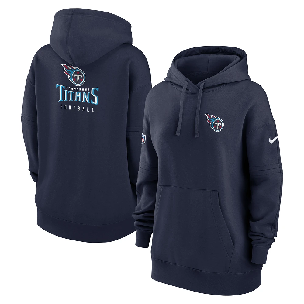 Women's Nike Navy Tennessee Titans 2023 Sideline Club Fleece Pullover Hoodie