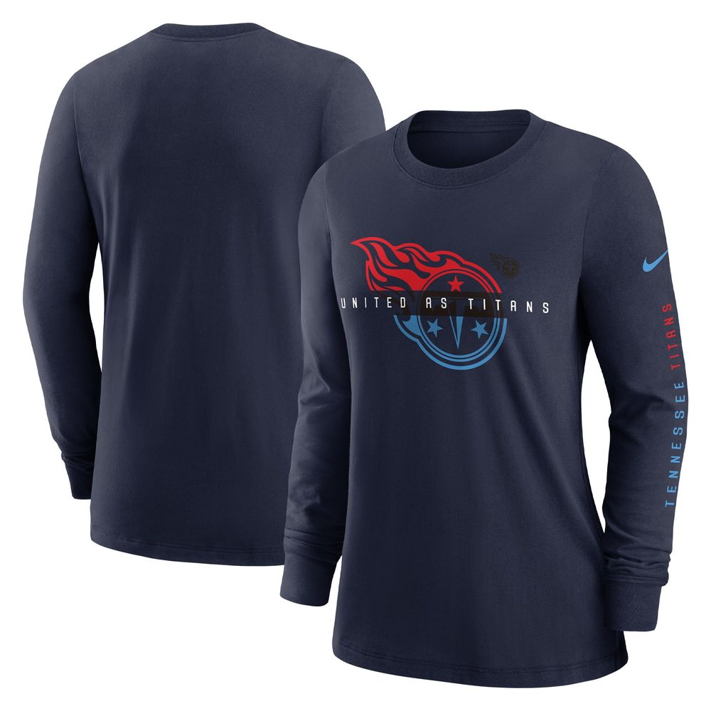 Women's Nike Navy Tennessee Titans Prime Split Long Sleeve T-Shirt