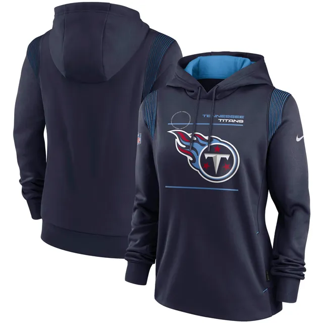 Women's Junk Food Navy/White Tennessee Titans Sideline Stripe Pullover  Hoodie