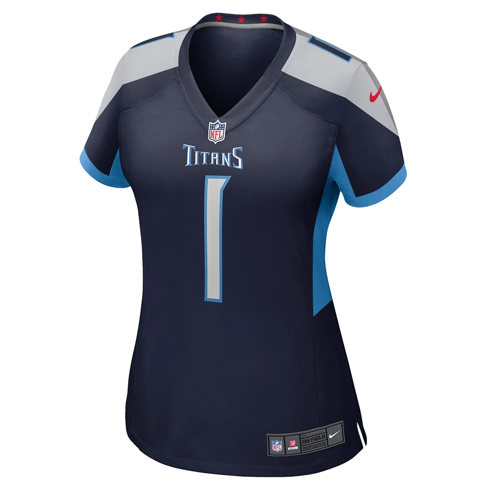 Maillot de match Nike numéro 1 Mom pour femmes, bleu marine, Tennessee Titans