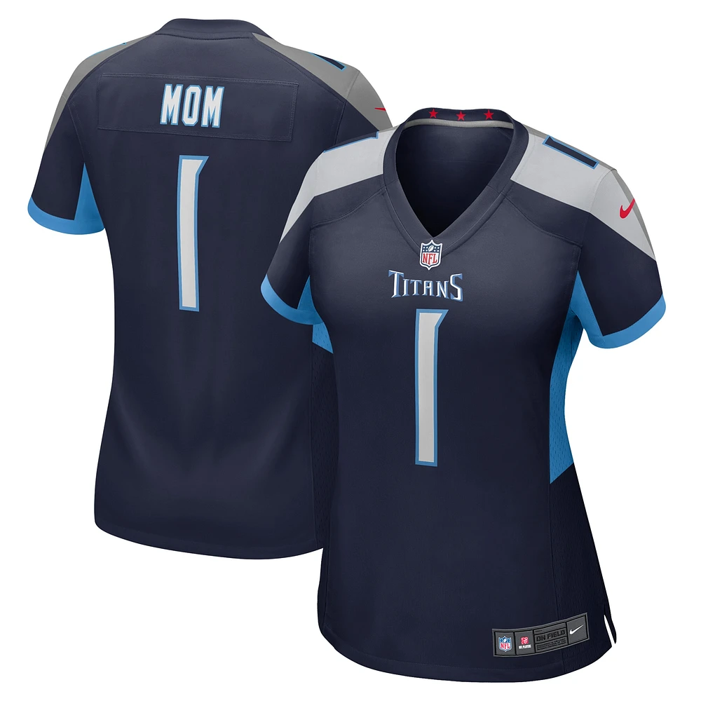 Maillot de match Nike numéro 1 Mom pour femmes, bleu marine, Tennessee Titans