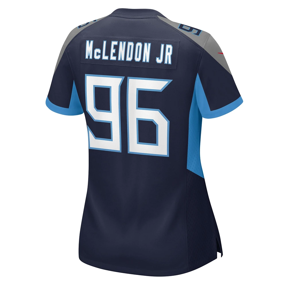 Maillot de match Nike TK McLendon Jr. bleu marine pour femme des Tennessee Titans