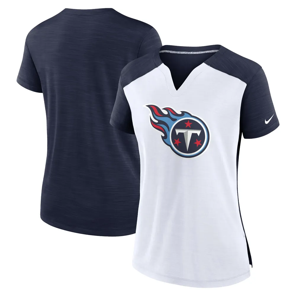 Lids Tennessee Titans Nike Women's Impact Exceed Performance Notch Neck T- Shirt - White/Navy