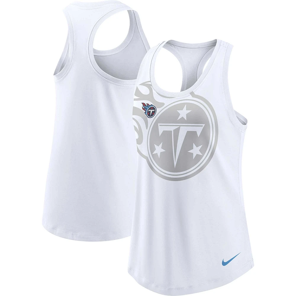 Débardeur Nike Tennessee Titans Tri-Blend à col rond et dos nageur pour femme - Blanc