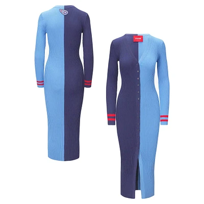 Robe pull boutonnée en tricot Shoko des Tennessee Titans pour femmes, bleu marine/bleu clair