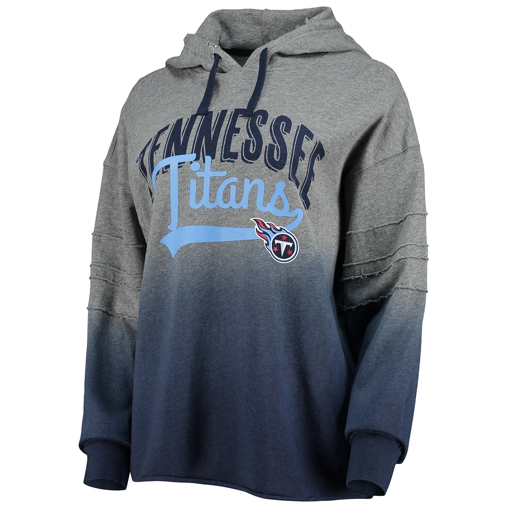 Chandail à capuchon Dip-Dye Superstar Tennessee Titans Touch gris chiné/bleu marine pour femme