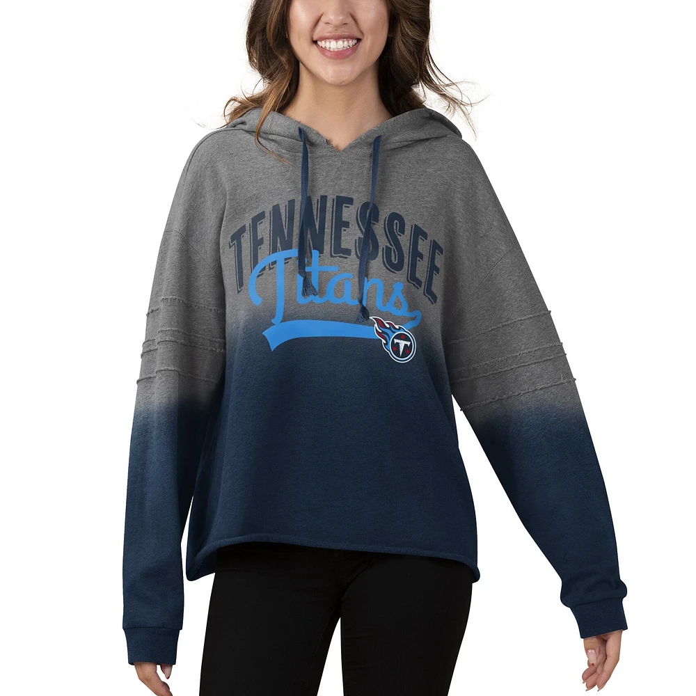 Chandail à capuchon Dip-Dye Superstar Tennessee Titans Touch gris chiné/bleu marine pour femme