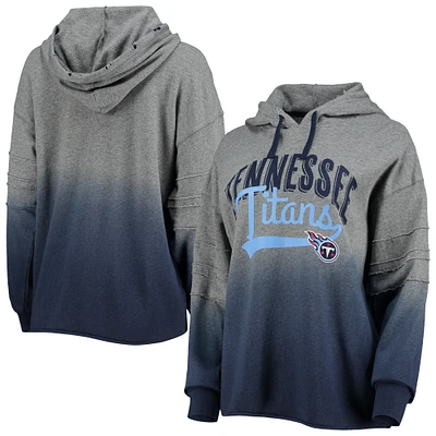 Chandail à capuchon Dip-Dye Superstar Tennessee Titans Touch gris chiné/bleu marine pour femme