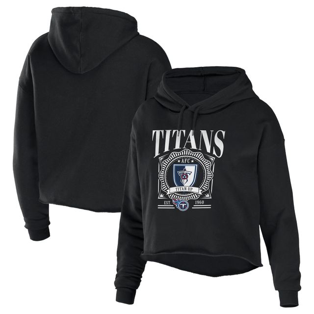 WEAR by Erin Andrews Sweat à capuche court en polaire éponge noire Tennessee Titans pour femme