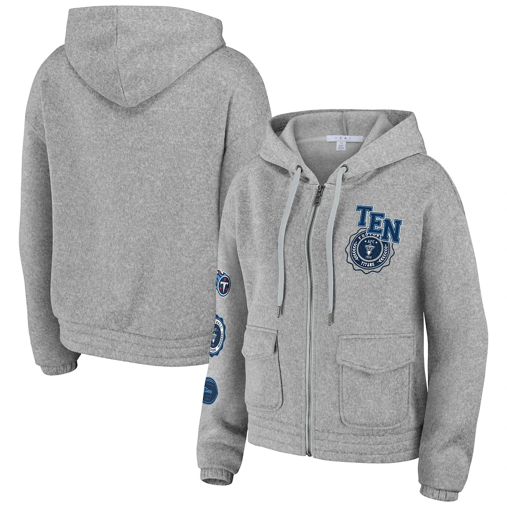 Sweat à capuche zippé pour femme WEAR by Erin Andrews Heather Gray Tennessee Titans