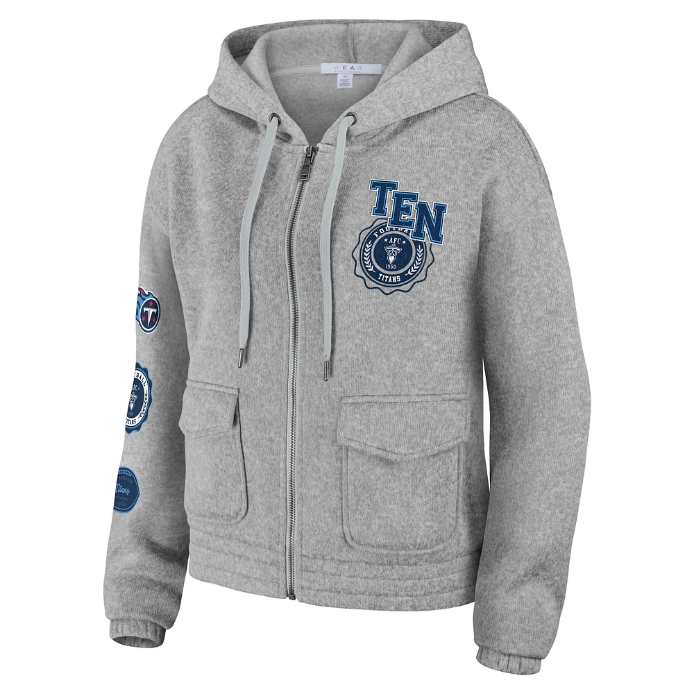 Women's WEAR by Erin Andrews Heather Gray Tennessee Titans Full-Zip Hoodie