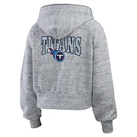 Women's WEAR by Erin Andrews  Heather Gray Tennessee Titans Speckled Fleece Cropped Full-Zip Hoodie