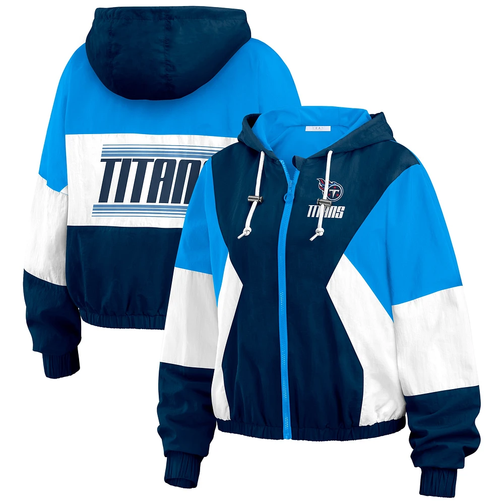 Women's WEAR by Erin Andrews  Light Blue Tennessee Titans Color Block Full-Zip Windbreaker Jacket