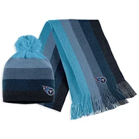 Women's WEAR by Erin Andrews Bleu clair Tennessee Titans Ombre Pom Bonnet et écharpe en tricot