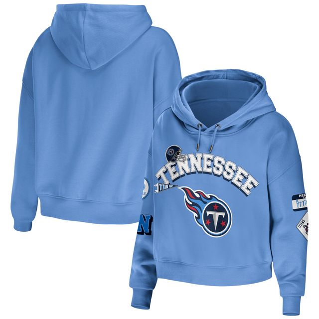 Sweat à capuche court et modeste grande taille bleu clair Tennessee Titans pour femme WEAR by Erin Andrews