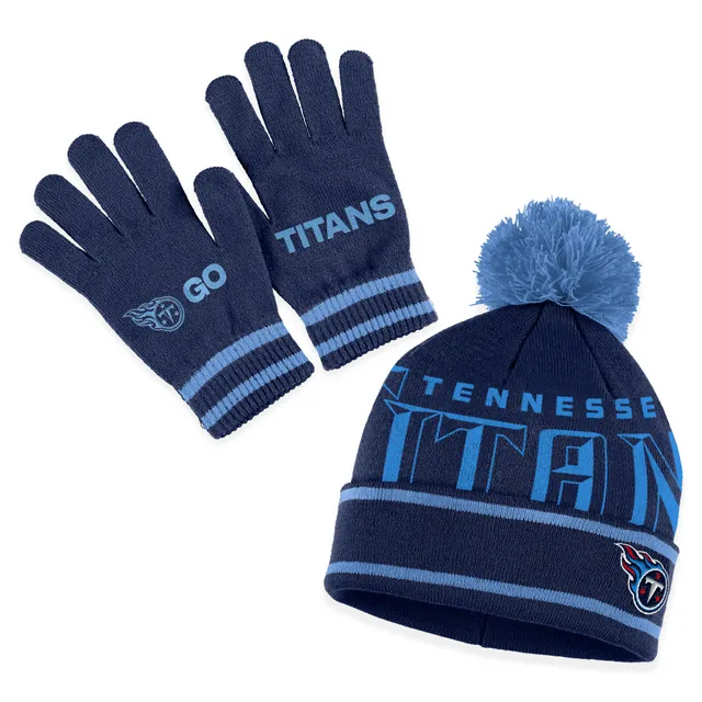 Youth Tennessee Titans Navy Jacquard Cuffed Knit Hat with Pom