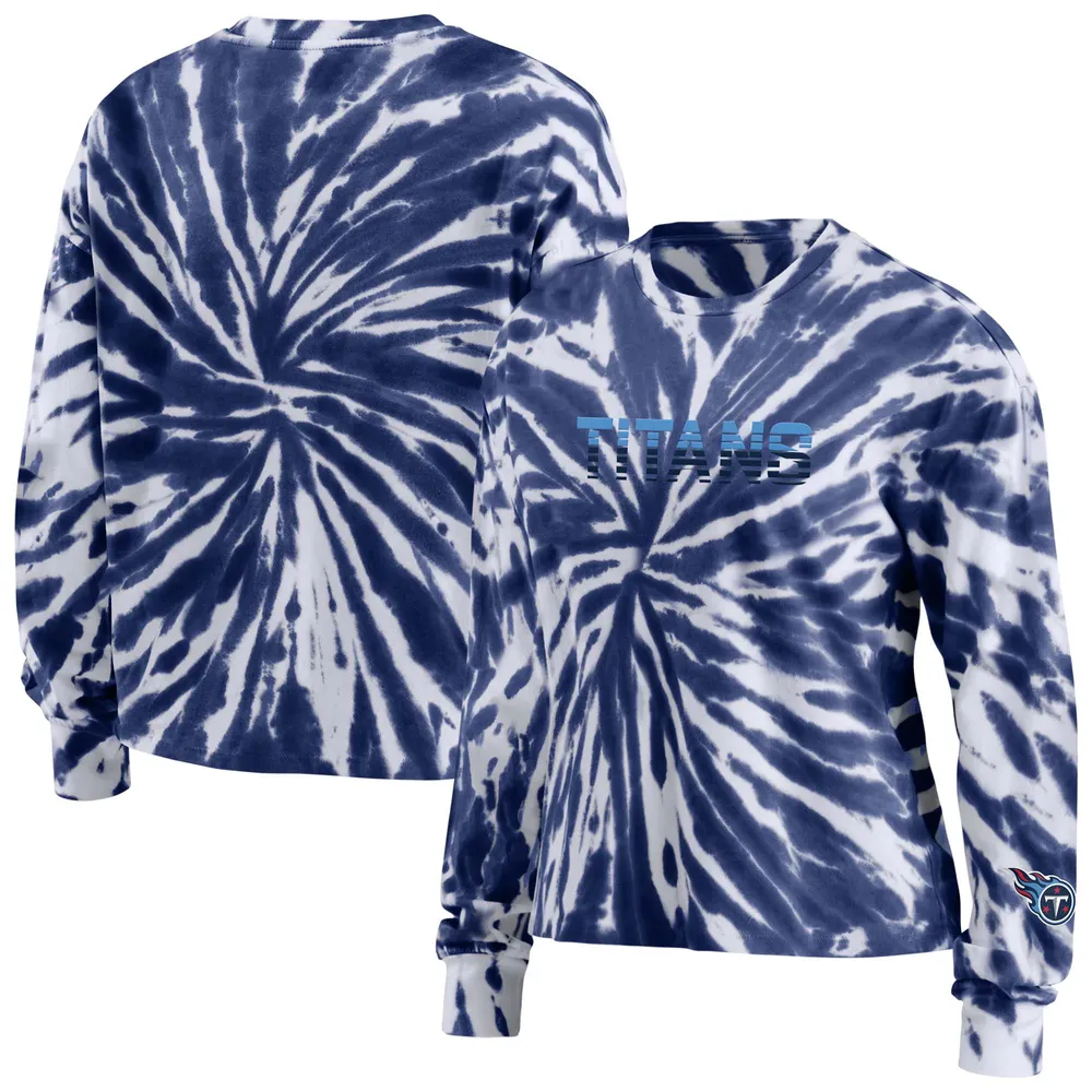 Lids Tennessee Titans WEAR by Erin Andrews Women's Tie-Dye Cropped Long  Sleeve T-Shirt - Navy