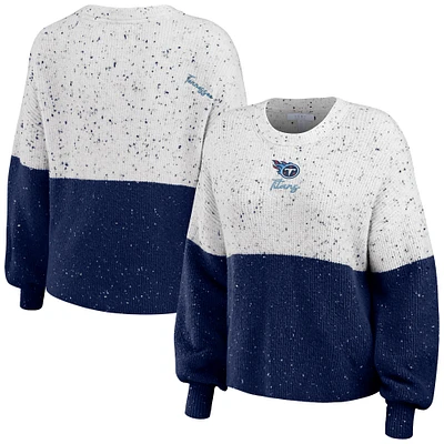 Pull court léger à blocs de couleurs pour femme WEAR by Erin Andrews blanc/bleu marine Tennessee Titans