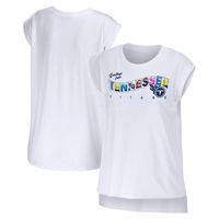 Women's WEAR by Erin Andrews White Tennessee Titans Greetings From Muscle T-Shirt