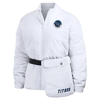 Women's WEAR by Erin Andrews  White Tennessee Titans Packaway Full-Zip Puffer Jacket