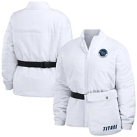 Women's WEAR by Erin Andrews  White Tennessee Titans Packaway Full-Zip Puffer Jacket