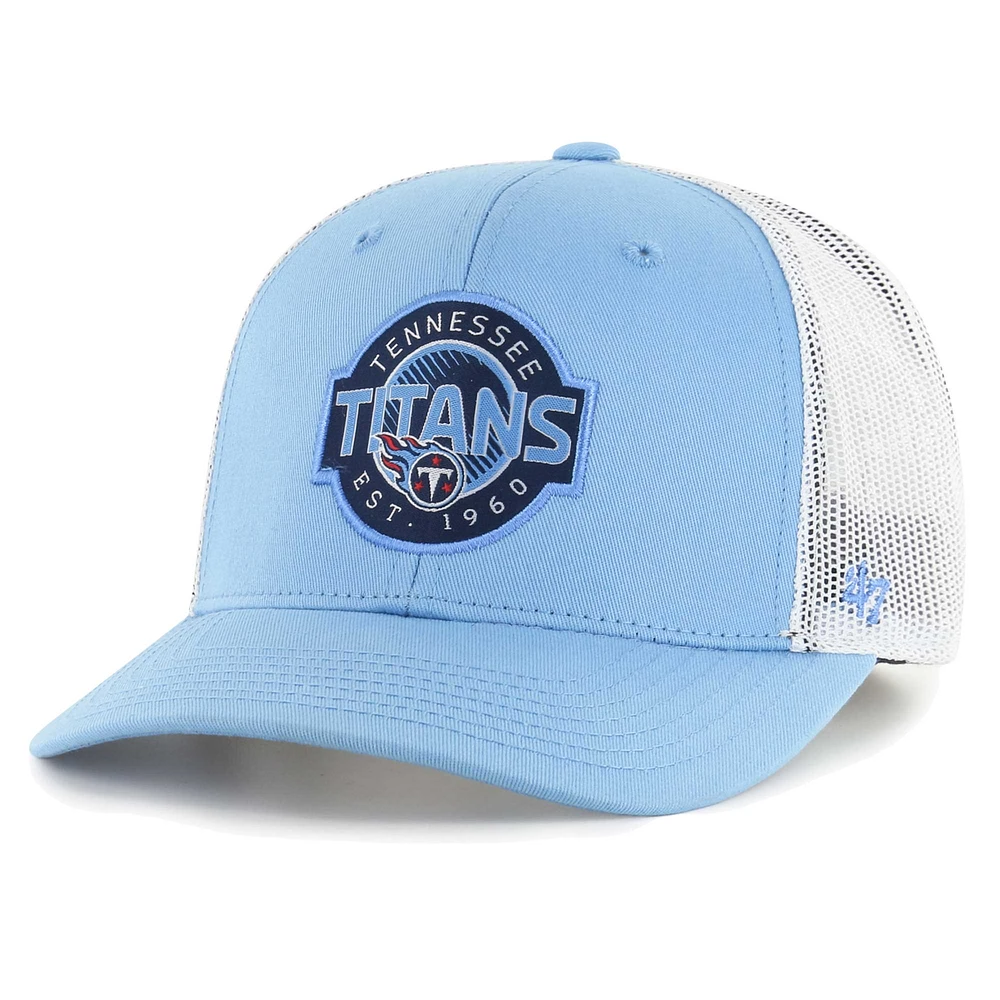 Casquette de camionneur réglable Tennessee Titans Scramble bleu clair/blanc '47 pour jeune