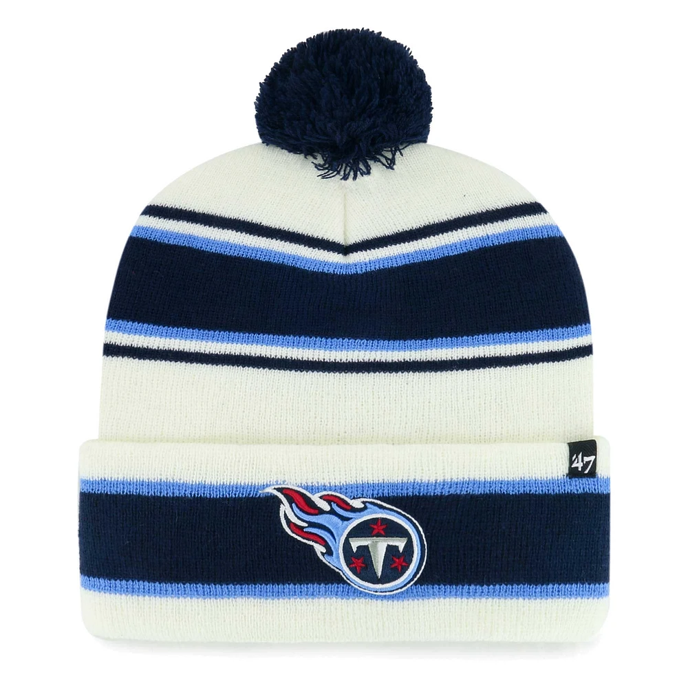 Bonnet en tricot à revers blanc Tennessee Titans Stripling '47 pour jeunes avec pompon