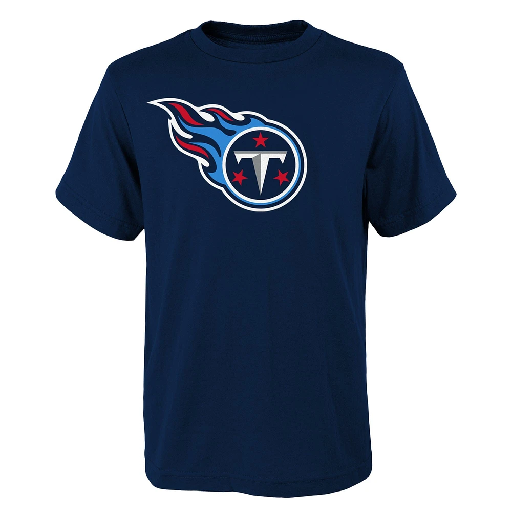 T-shirt à logo principal des Titans du Tennessee bleu marine pour jeune