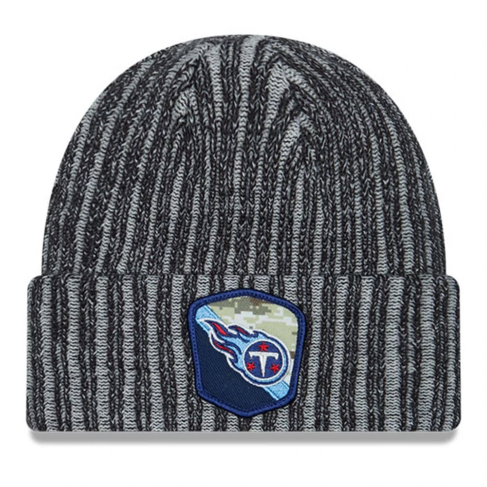 Bonnet en tricot à revers Salute To Service 2023 Tennessee Titans New Era noir pour jeune