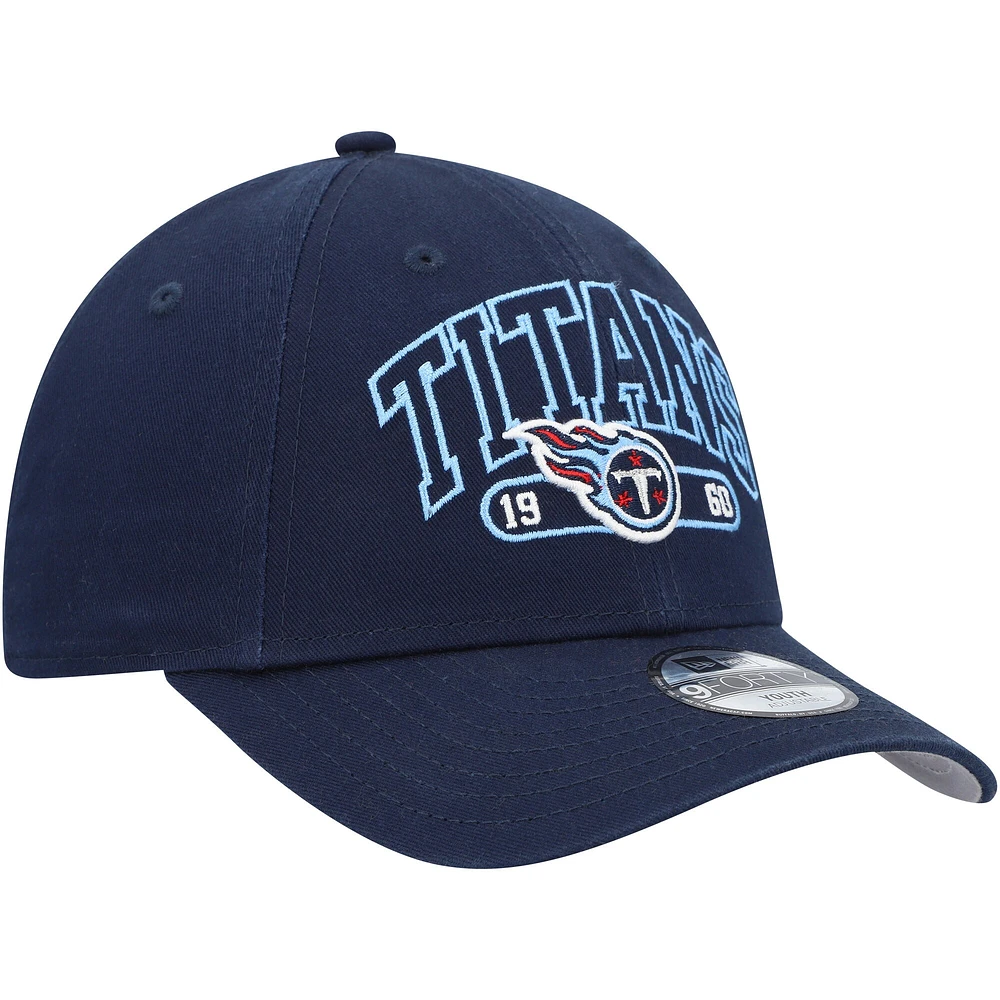 Casquette réglable bleu marine Tennessee Titans Outline 9FORTY pour jeune