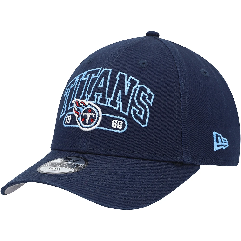 Youth New Era Navy Tennessee Titans Outline 9FORTY Adjustable Hat