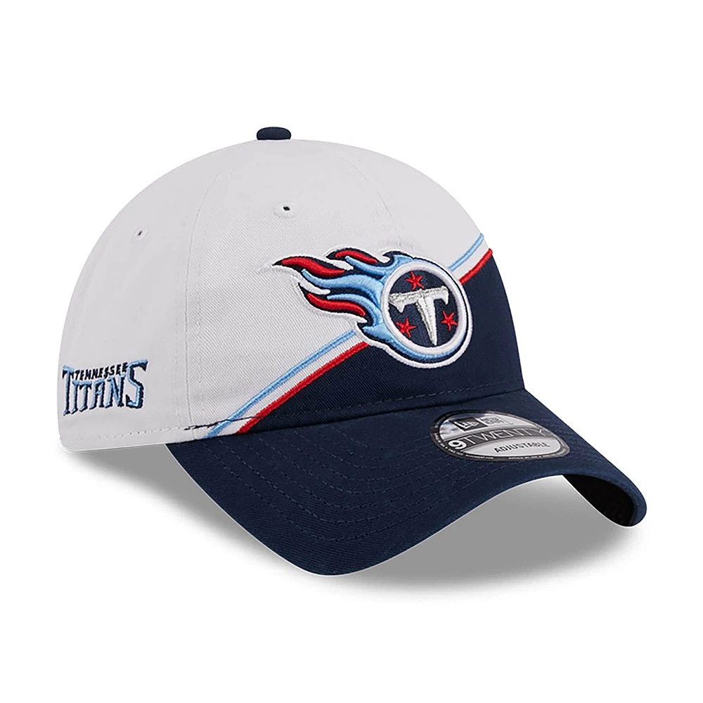 Youth New Era  White/Navy Tennessee Titans 2023 Sideline 9TWENTY Adjustable Hat