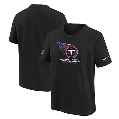 T-shirt Nike noir Tennessee Titans NFL Crucial Catch 2024 pour jeunes