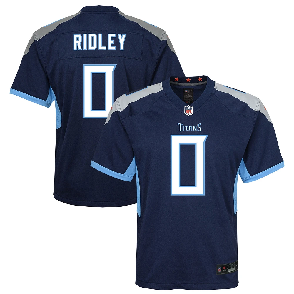 Maillot de jeu d'équipe Nike Calvin Ridley bleu marine Tennessee Titans pour jeunes