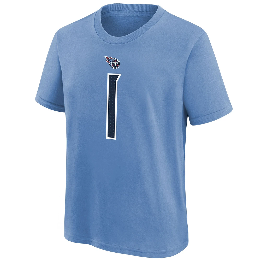 Youth Nike Cam Ward Navy Tennessee Titans 2025 NFL Draft First Round Pick Name & Number T-Shirt