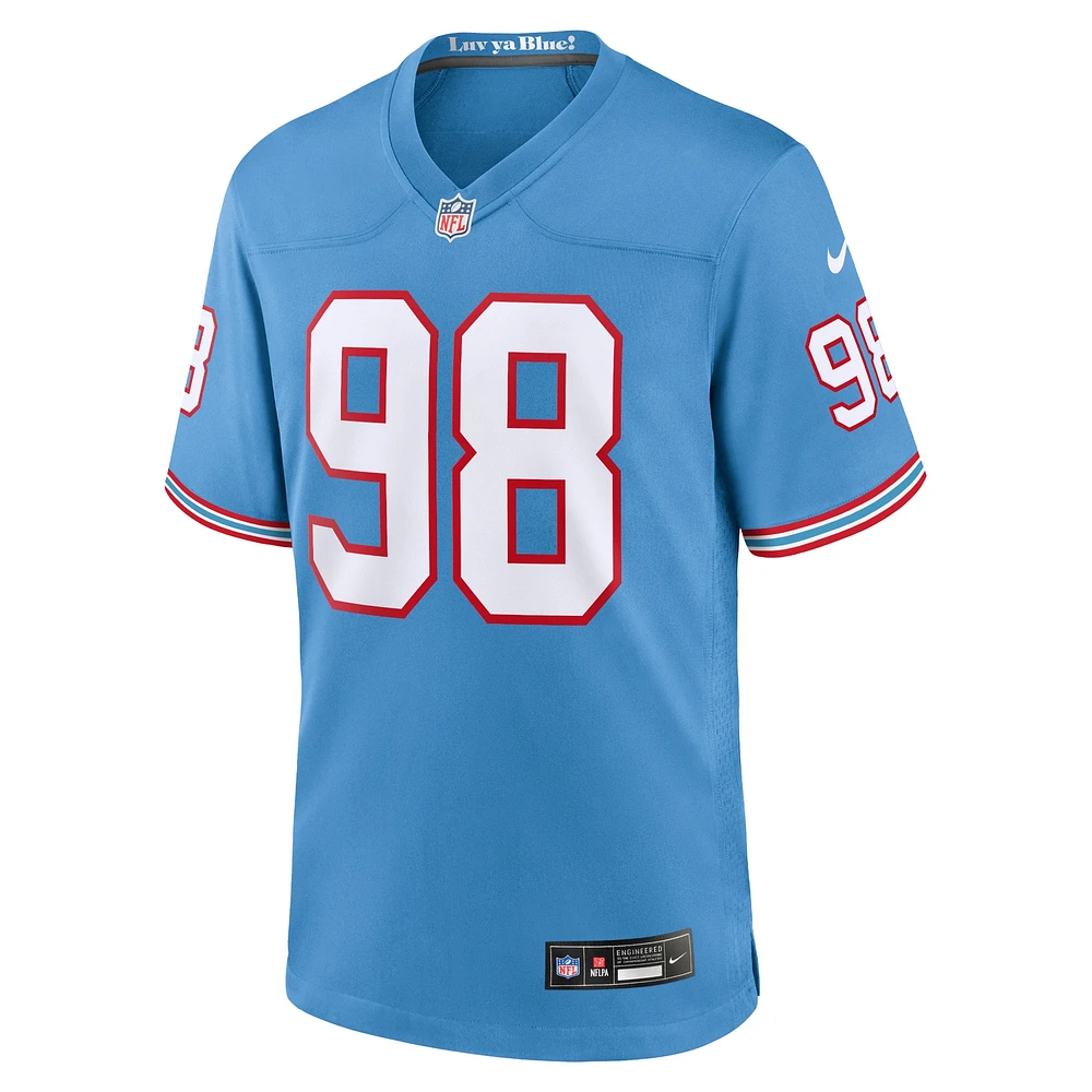 Maillot Nike Jeffery Simmons bleu clair pour jeune des Titans du Tennessee, match alternatif
