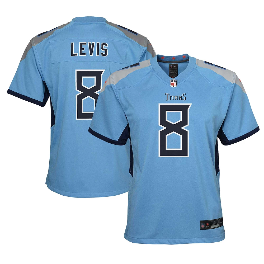 Maillot de jeu joueur alternatif Nike Will Levis bleu clair Tennessee Titans pour jeunes