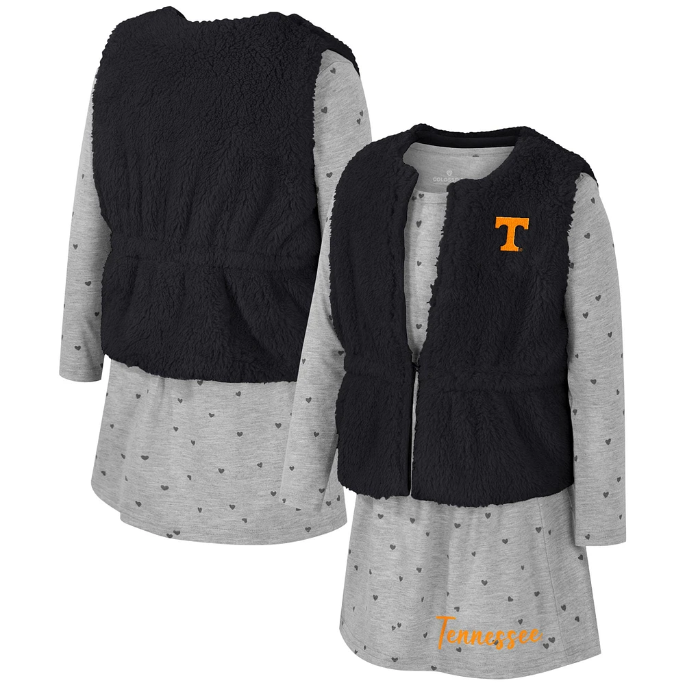 Ensemble gilet et robe pour filles Colosseum Tennessee Volunteers Meowing Noir