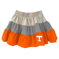 Girls Toddler Wes & Willy Tan Tennessee Volunteers Tri-Blend Sleeveless Full-Zip Hoodie Tiered Skirt Set