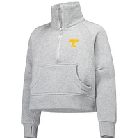 Girls Youth Garb Gray Tennessee Volunteers Dawn Raglan Fleece Cropped Half-Zip Sweatshirt