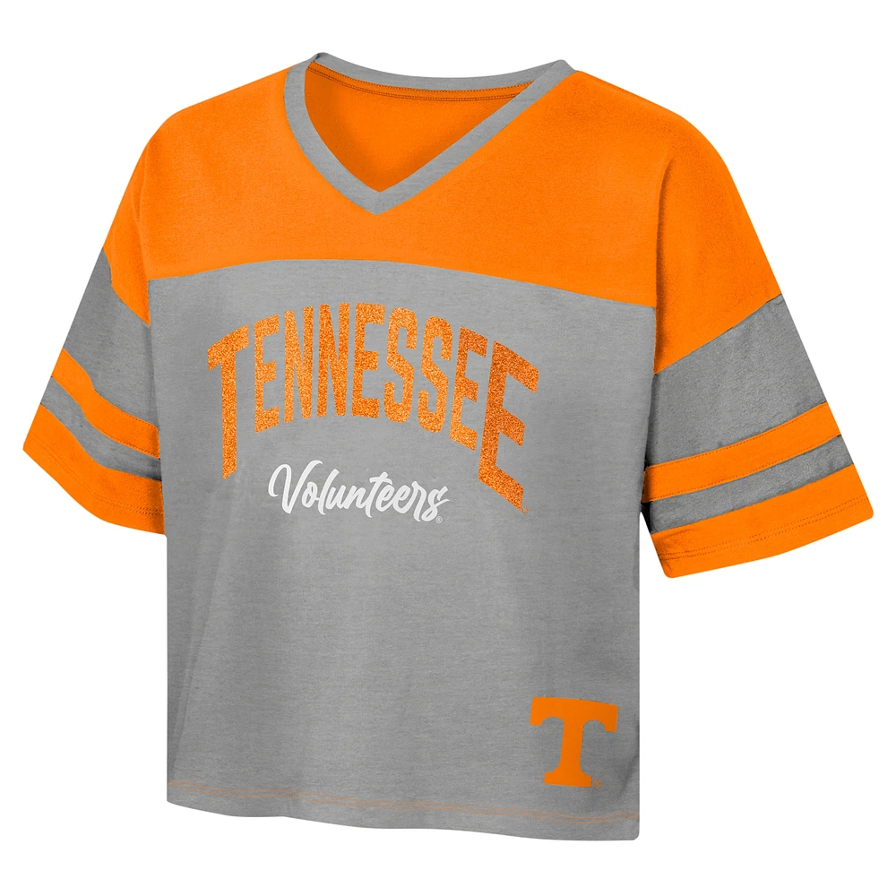 Girls Youth Tennessee Orange Volunteers The Playmaker Sleeve Stripe V-Neck Jersey T-Shirt