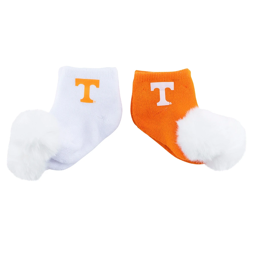 Lot de deux paires de chaussettes à pompon pour bébé ZooZatz Tennessee Volunteers