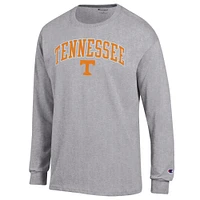 T-shirt à manches longues pour homme Champion Heather Grey Tennessee Volunteers Arch Over Logo