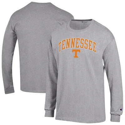 T-shirt à manches longues pour homme Champion Heather Grey Tennessee Volunteers Arch Over Logo