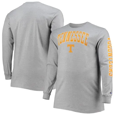 Tennessee Volunteers Champion Big & Tall 2-Hit Logo Long Sleeve T-Shirt - Heathered Gray