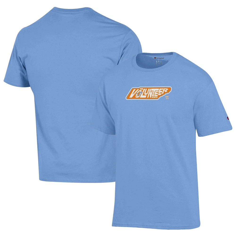 Men's Champion Light Blue Tennessee Lady Vols State Outline T-Shirt