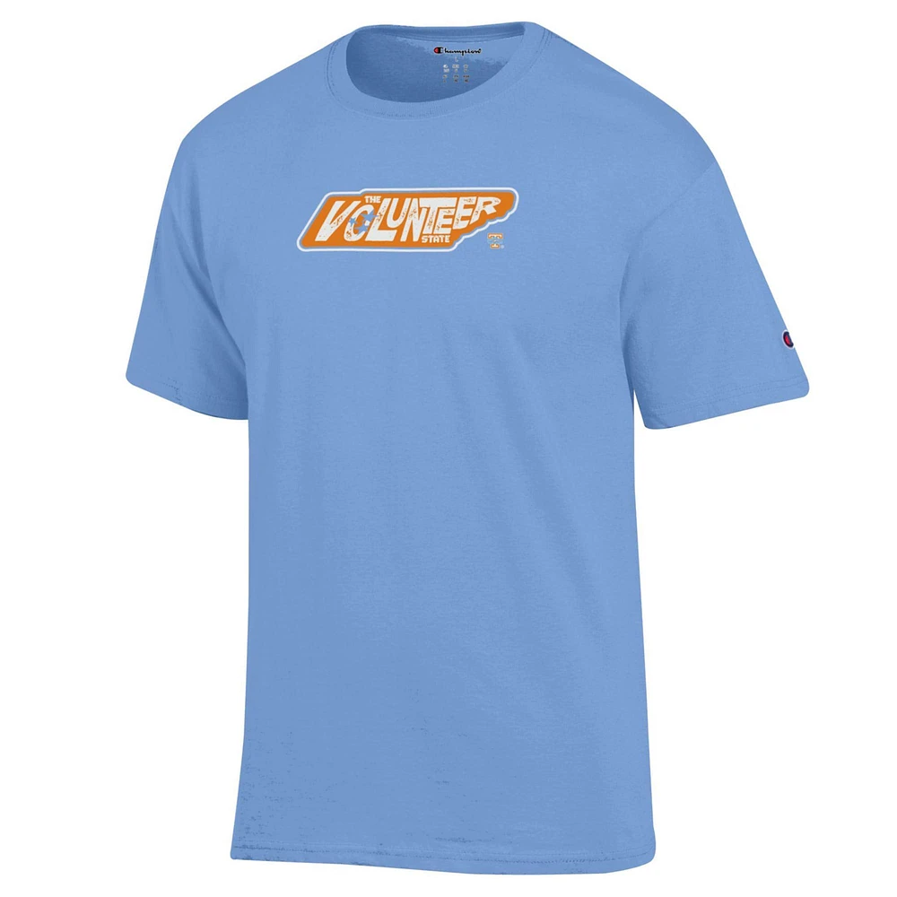 Men's Champion Light Blue Tennessee Lady Vols State Outline T-Shirt