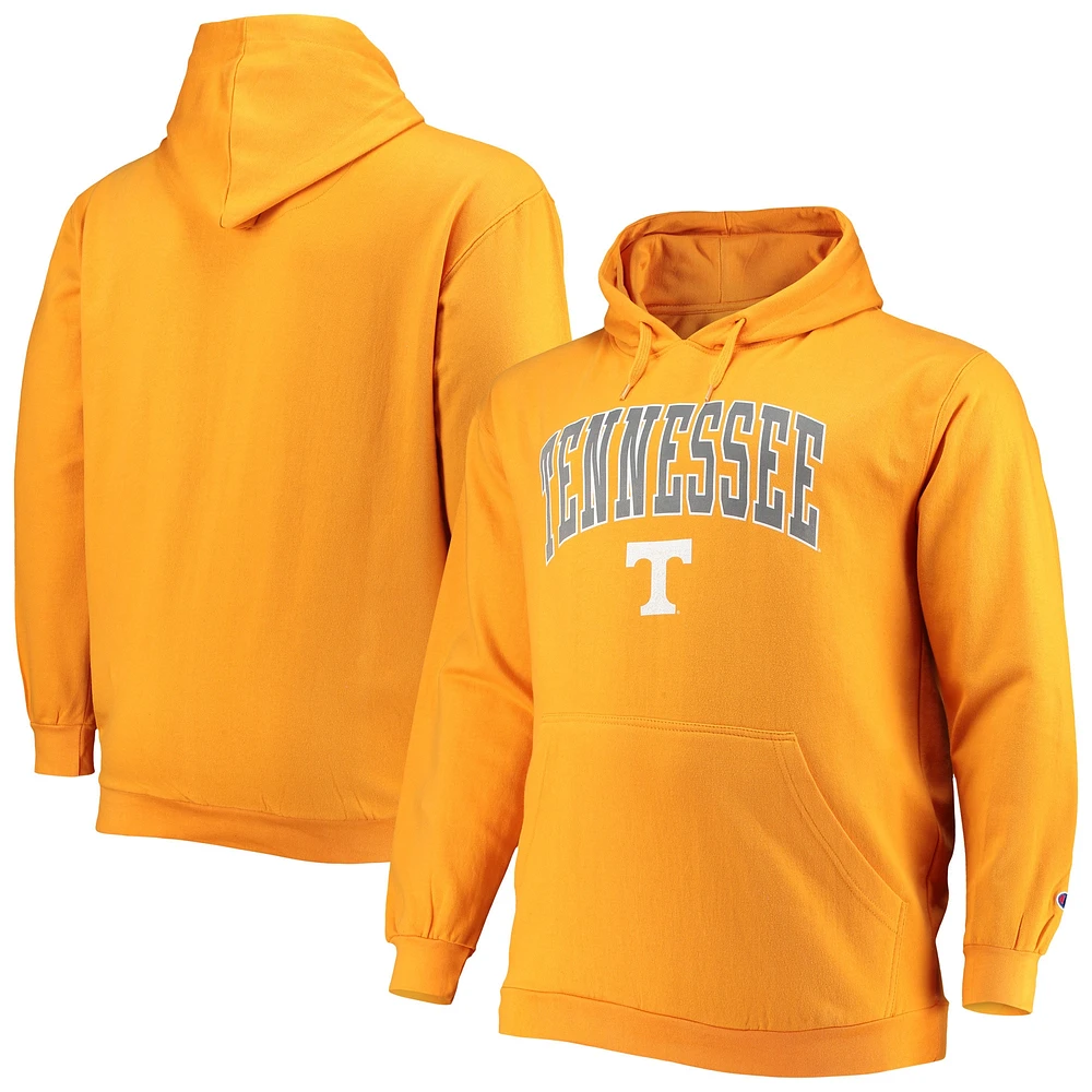 Sweat à capuche Powerblend Champion Tenn Orange Tennessee Volunteers Big & Tall Arch Over Logo pour homme