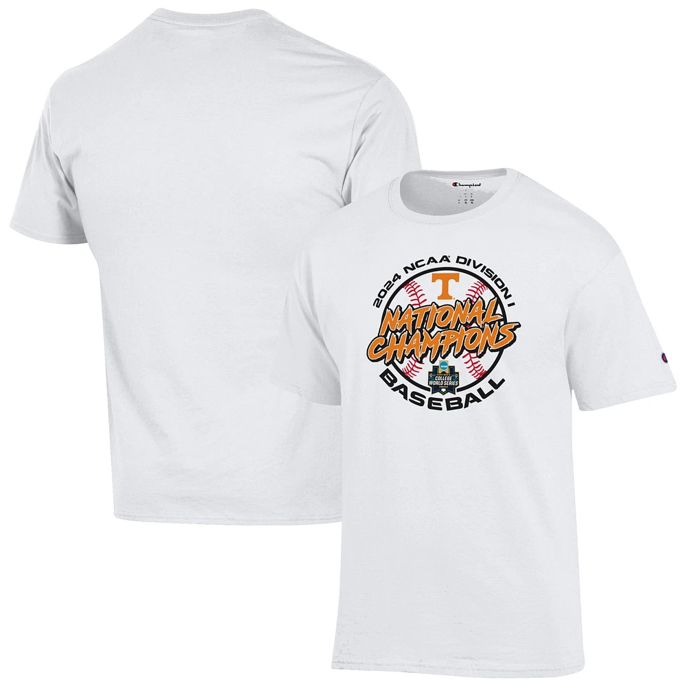 Champion des hommes Blanc Tennessee Volunteers 2024 NCAA Baseball College World Series Champions T-shirt vestiaires