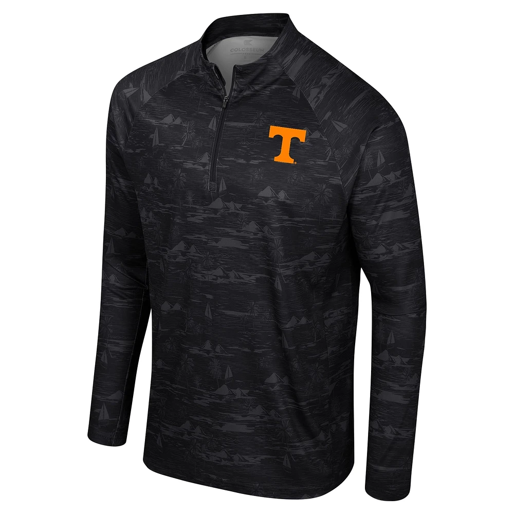 Men's Colosseum Black Tennessee Volunteers Carson Raglan Quarter-Zip Jacket